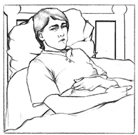 Ilustración de un hombre acostado en la cama enfermo.