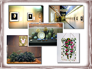 Composite photos showing art galleries in the Clinical Center