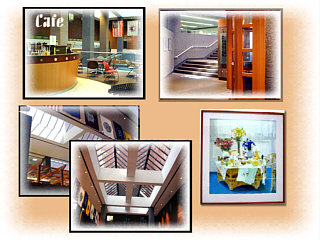 Composite photos of the Atrium Cafe at the Clinical Center