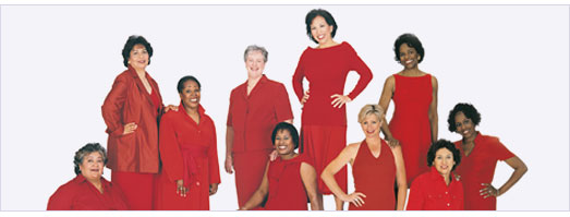 Image of women in red dresses