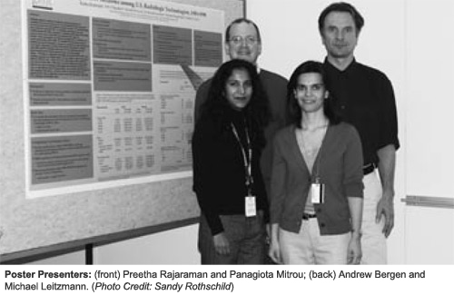 Poster Presenters: (front) Preetha Rajaraman and Panagiota Mitrou; (back) Andrew Bergen and Michael Leitzmann. (Photo Credit: Sandy Rothschild)
