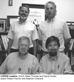 CGEMS Leaders: (front) Gilles Thomas and David Hunter; (back) Robert Hoover and Stephen Chanock.