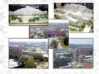 Model of the new Clinical Center and surrounding buildings