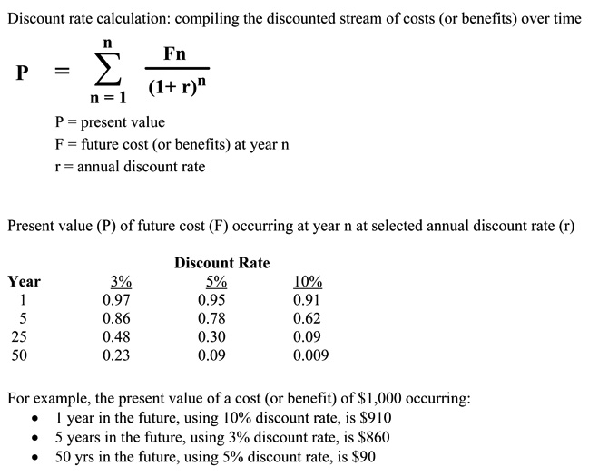 Discount Rate Calculation and Use in Determining
		 Present Value of Future Costs and Benefits
