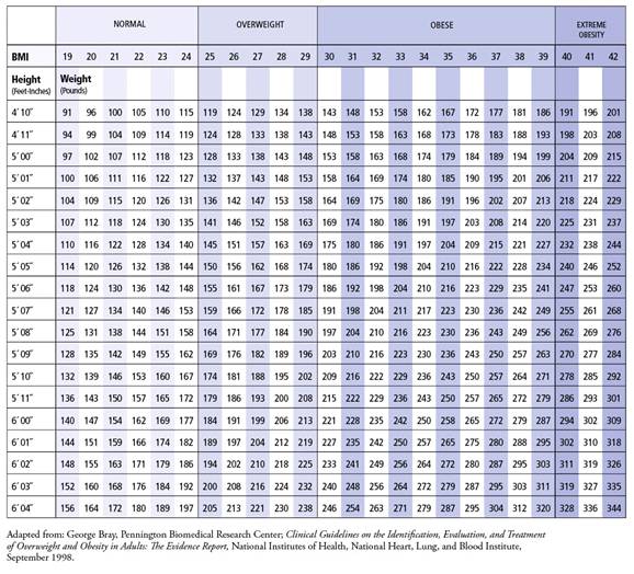 Body Mass Index Chart