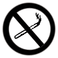 Drawing of a lit cigarette in a circle covered by a slash sign to show smoking is not allowed.