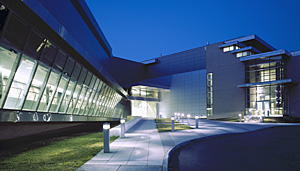 AML entrance, night view