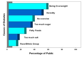 Diagram shows percentage of the causes of diabetes in public