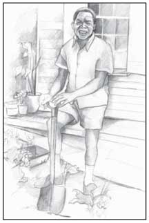 Una imagen de un hombre que trabaja en su jardín