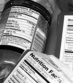 Picture of different food packages with nutrition labels