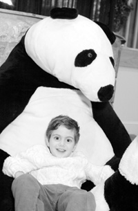 Photo: The giant stuffed panda in the foyer is one of the Children's Inn's main attractions.