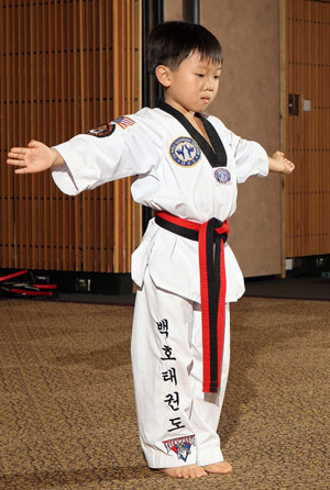 He may be a novice, but Fred Chang already has several of the Martial Arts moves down pat.