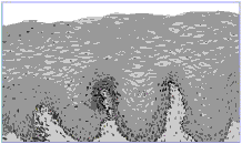 Drawing of a microscopic piece of the esophagus showing normal tissue.