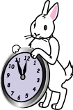 Cartoon animal with clock
