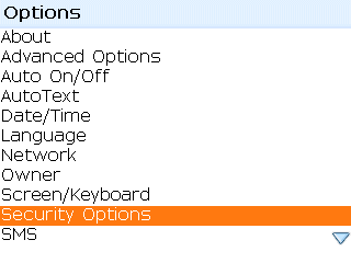 Changing Blackberry Password