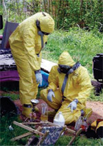 workers cleaning up meth lab
