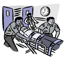 Paramedics with man on a stretcher
