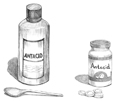 Drawing of bottles of antacids.