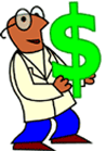 Clipart: Cartoon with money.