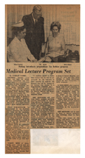 "Medical Lecture Program Set." 10 April 1968.