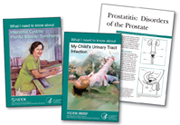 Photos of the National Kidney and Urologic Diseases Information Clearinghouse booklets “Interstitial Cystitis/Painful Bladder Syndrome”, “What I need to know about My Child’s Urinary Tract Infection” and “Prostatitis: Disorders of the Prostate.”