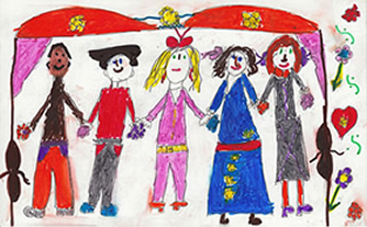 A 7-year-old leukemia patient in Istanbul, Turkey, drew this image, which is part of the upcoming VIC exhibit