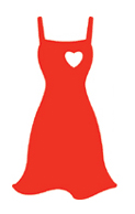 Illustration of the Red Dress logo, which serves as the national symbol for women and heart disease awareness