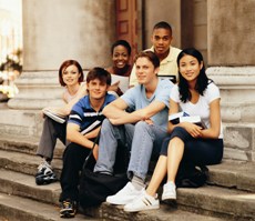 Photograph of a group of male and female teenagers