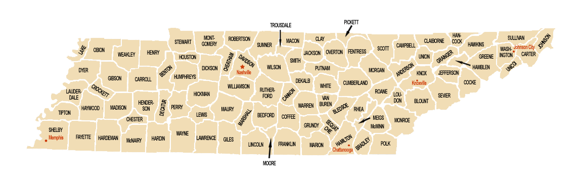 Map of Tennessee