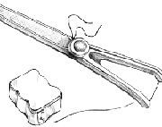 Illustration of dental floss and floss holder.