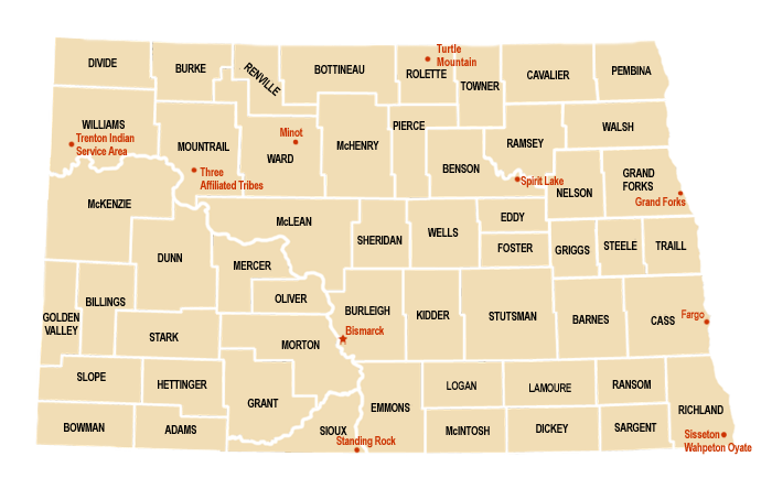 Map of North Dakota