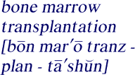 Pronounciation of 
bone marrow transplantation