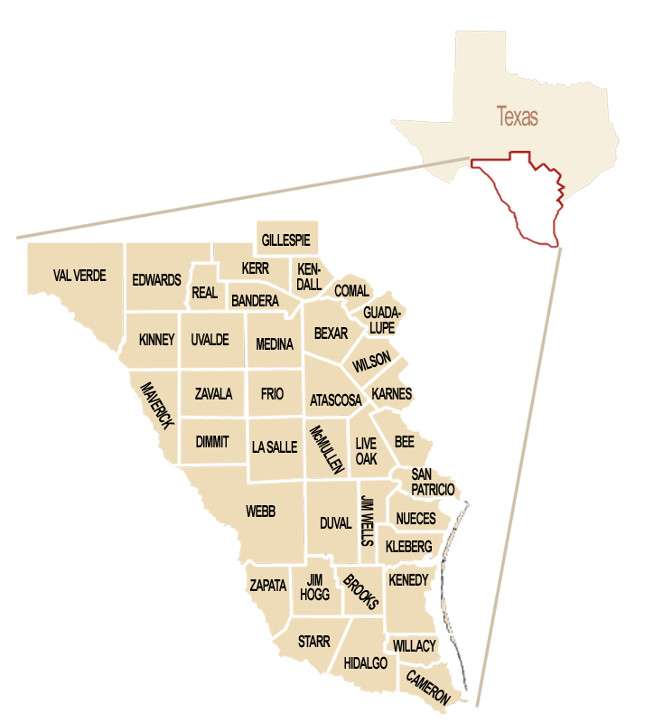 Map of South Texas