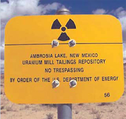 uranium mill tailing no trespassing sign 