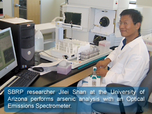 SBRP researcher Jilei Shan at the University of Arizona performs arsenic analysis with an Optical Emissions Spectrometer.