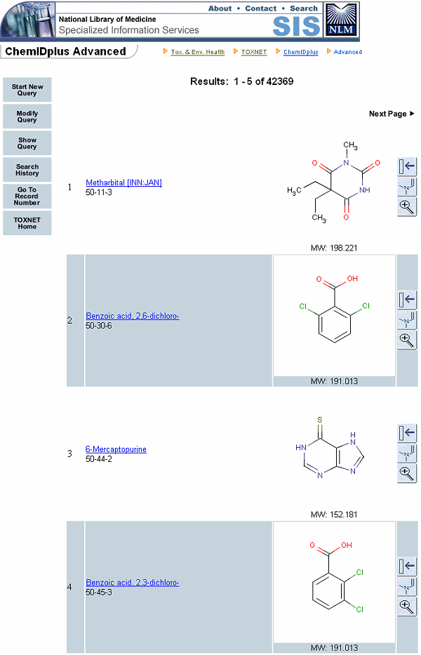 ChemIDplus Advanced MW Out