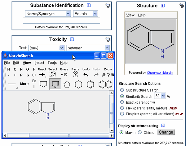 ChemIDplus Advanced Marvin Input Search