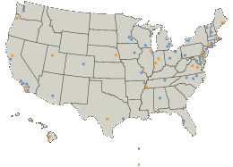 Map indicating the 60 Cancer Centers now supported by NCI