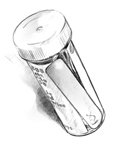 Drawing of a prescription pill bottle.