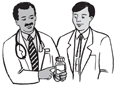 Drawing of a patient and doctor talking.