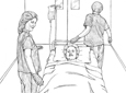 Drawing of a patient before surgery.