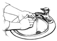 Drawing of a person washing his hands with soap.