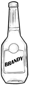 Drawing of a bottle of brandy.