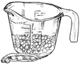 Drawing of a 1/2 cup of peas.