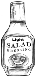 Drawing of a bottle of light salad dressing.