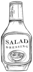 Drawing of a bottle of regular salad dressing.
