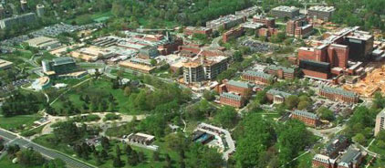 Aerial photo of NIH campus in Bethesda, MD