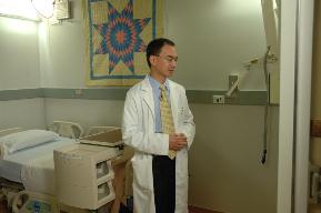 Dr Chen in one of the Metabolic Chambers