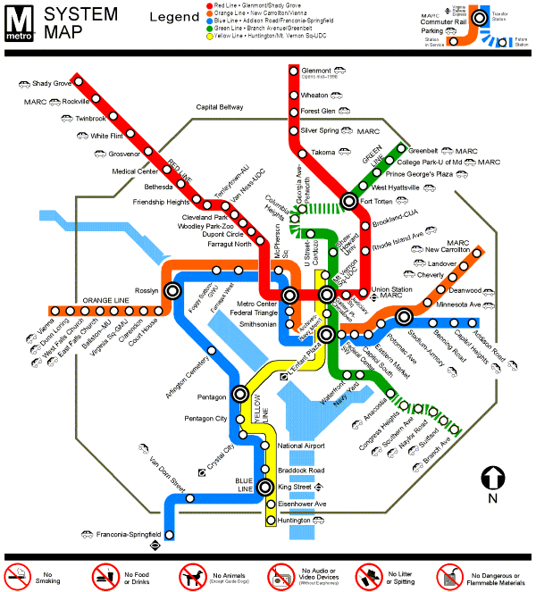 Map of Washington Metro Subway