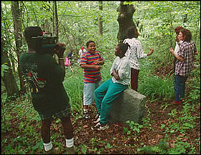 Ross and her family being interviewed by Mary Hufford